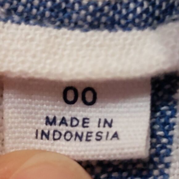 🔺️Gap Blue & White Stripe Linen Blend Apron Romper Shorts Size 00 - Picture 11 of 11
